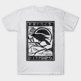 Pagan Viking Crow Fylgja Woodcut T-Shirt